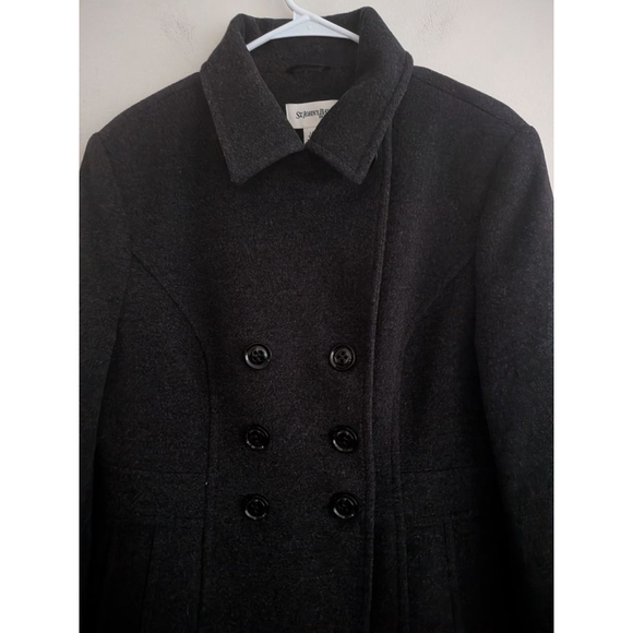 Women's St. John's Bay Cashmere Wool Blend Charcoal Pea Coat L - Picture 5 of 7